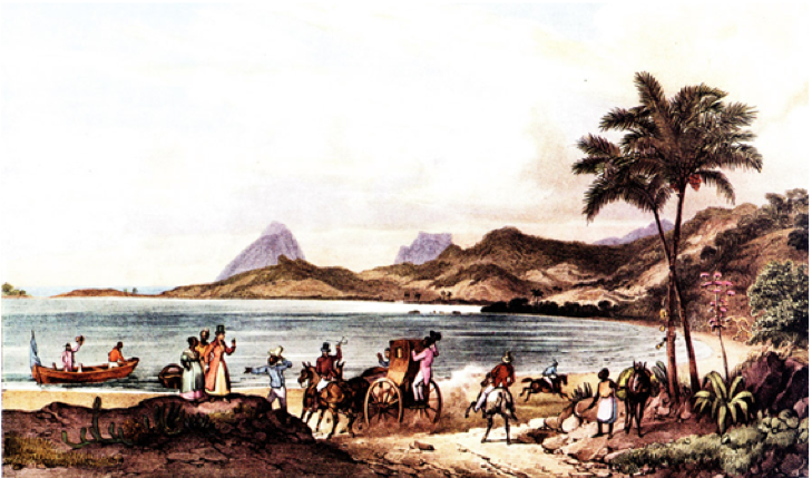 "Lagoa de Tretas” Lagoa Rodrigo de Freitas, c.1824. J.M. Rugendas. Acervo FBN